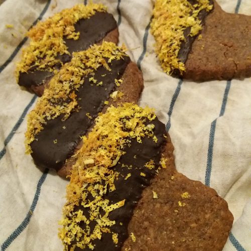 Galleta crujiente con chocolate y naranja vegan chef